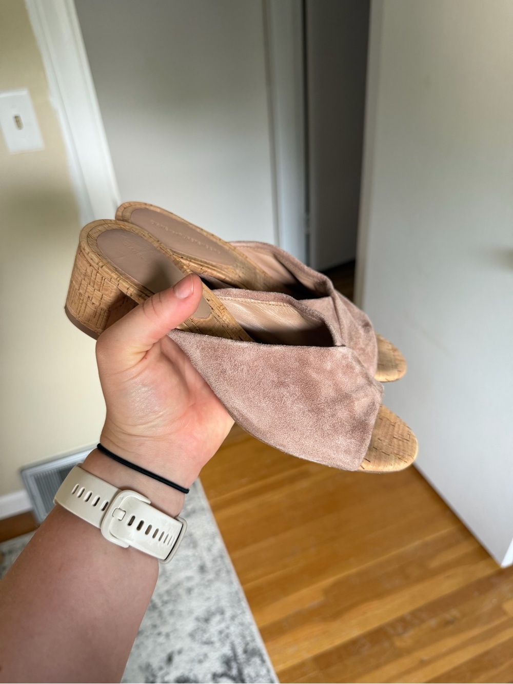 Diane Von Furstenberg Blush Suede Crossband Slide Heels